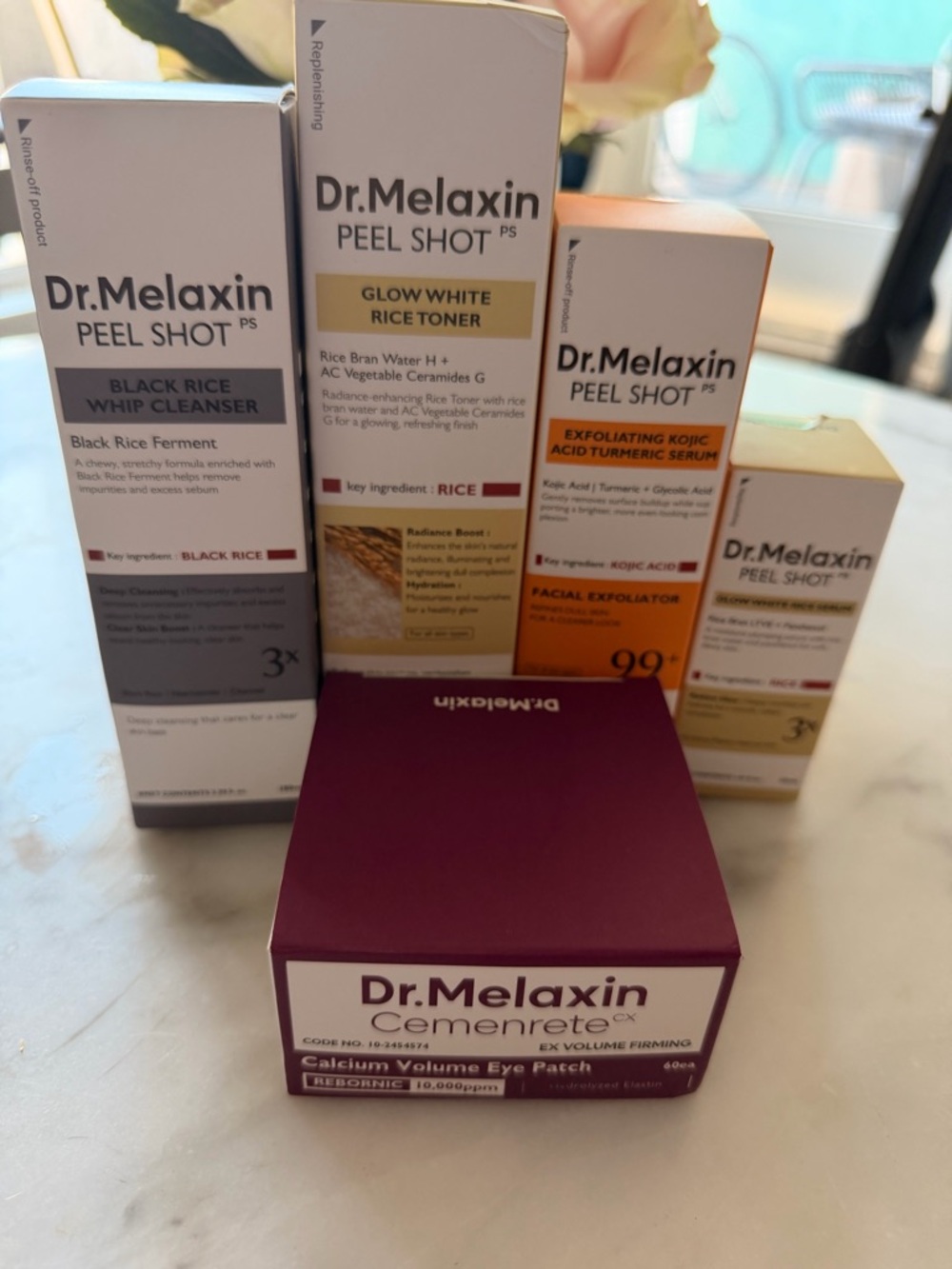 Korean Skincare Full Routine -Dr. Melaxin Cleanser, Toner, Serums + Eye Patches